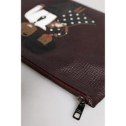 Pochette da uomo Dolce & Gabbana in pelle marrone con applicazioni #DGFAMILY