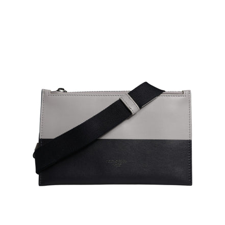 Sac bandoulière Dolce & Gabbana en cuir noir et blanc avec logo embossé