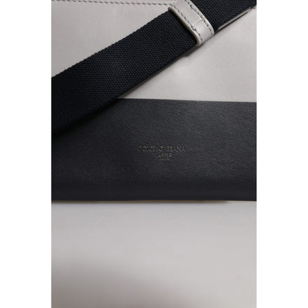 Sac bandoulière Dolce & Gabbana en cuir noir et blanc avec logo embossé