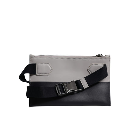 Sac bandoulière Dolce & Gabbana en cuir noir et blanc avec logo embossé