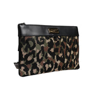 Pochette Dolce & Gabbana con stampa jacquard leopardo multicolore e placca logo