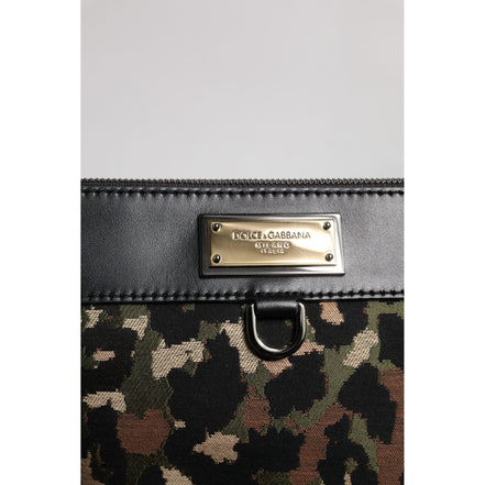 Pochette Dolce & Gabbana con stampa jacquard leopardo multicolore e placca logo