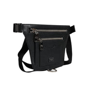 Sac banane Dolce & Gabbana en cuir de veau noir avec plaque logo pour homme