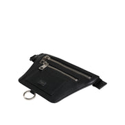 Sac banane Dolce & Gabbana en cuir de veau noir avec plaque logo pour homme