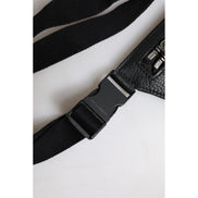 Sac banane Dolce & Gabbana en cuir de veau noir avec plaque logo pour homme