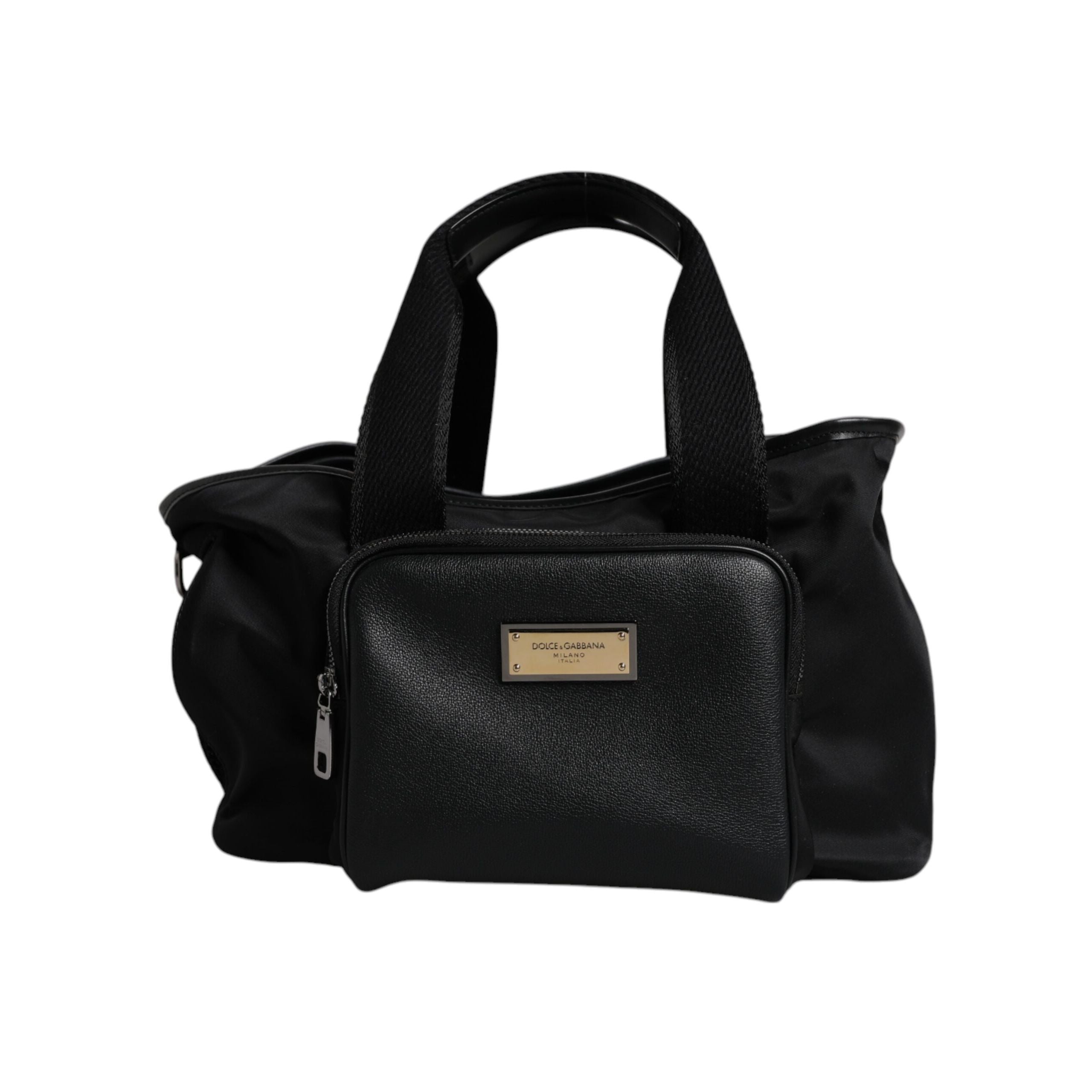 Sac de transport pour animal Dolce & Gabbana noir avec bandoulière et plaque logo