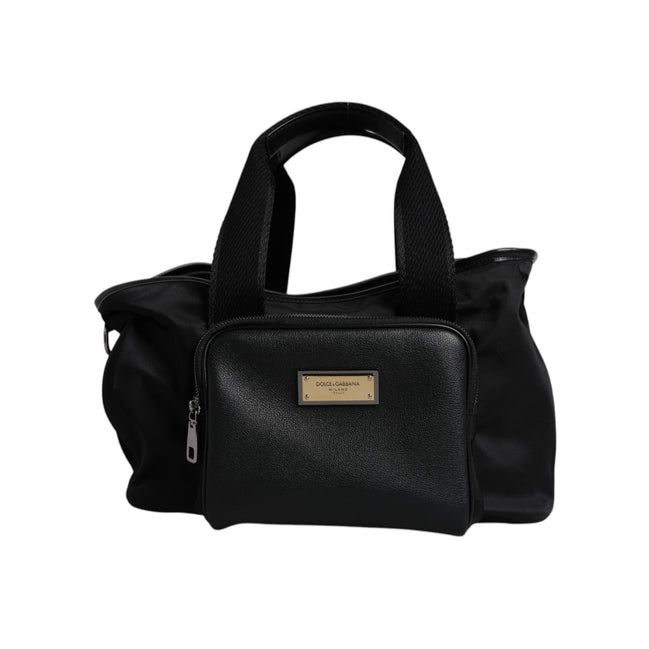 Sac de transport pour animal Dolce & Gabbana noir avec bandoulière et plaque logo