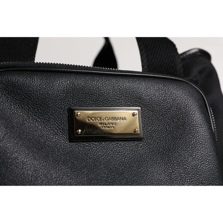Sac de transport pour animal Dolce & Gabbana noir avec bandoulière et plaque logo
