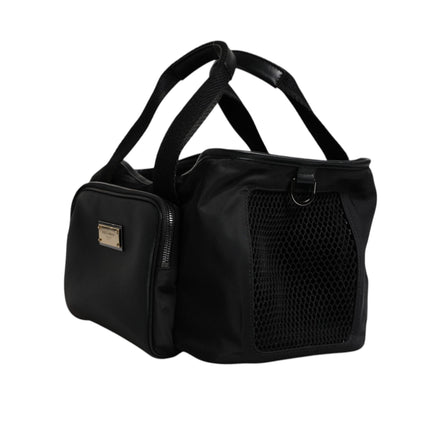 Sac de transport pour animal Dolce & Gabbana noir avec bandoulière et plaque logo