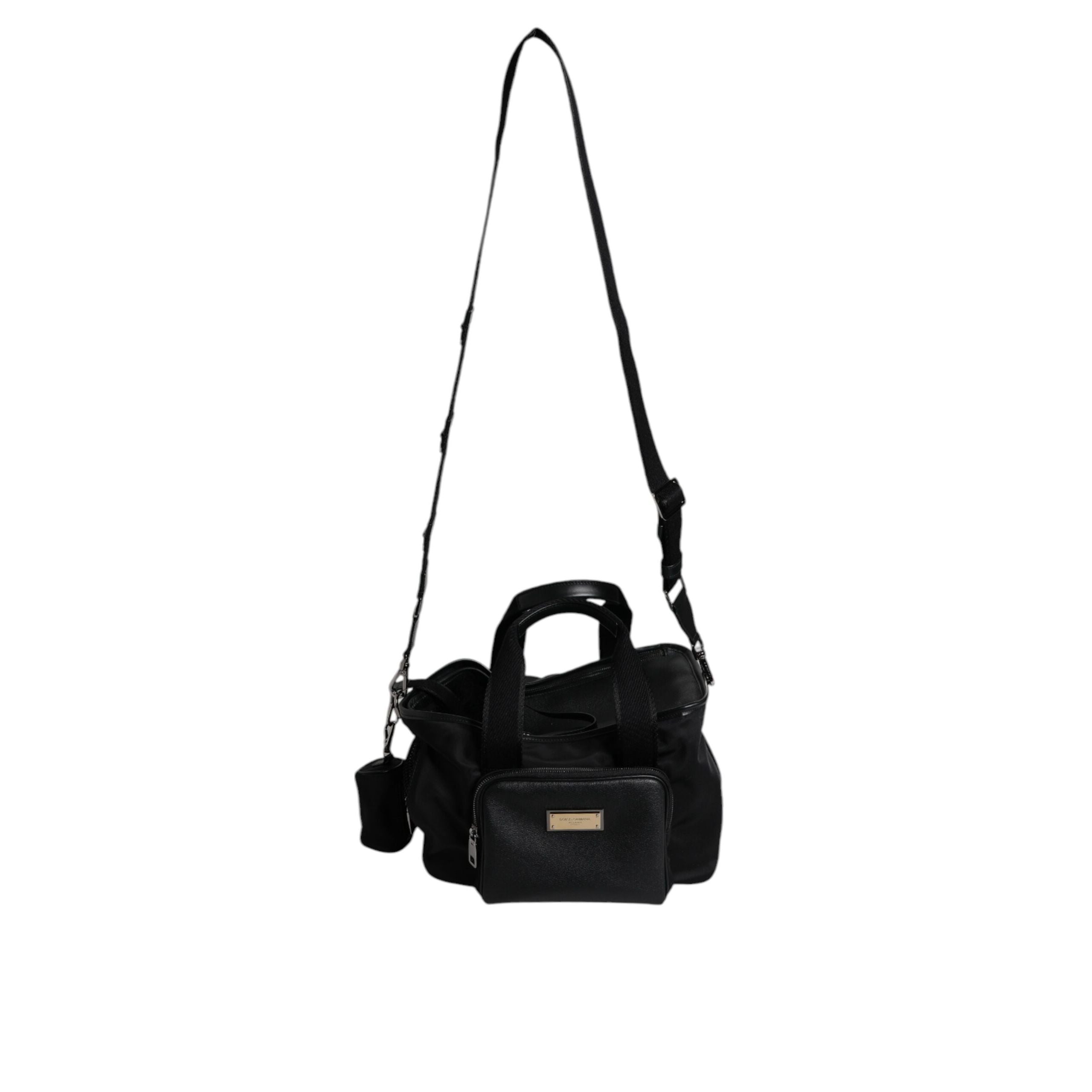 Sac de transport pour animal Dolce & Gabbana noir avec bandoulière et plaque logo