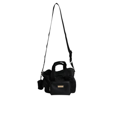 Sac de transport pour animal Dolce & Gabbana noir avec bandoulière et plaque logo