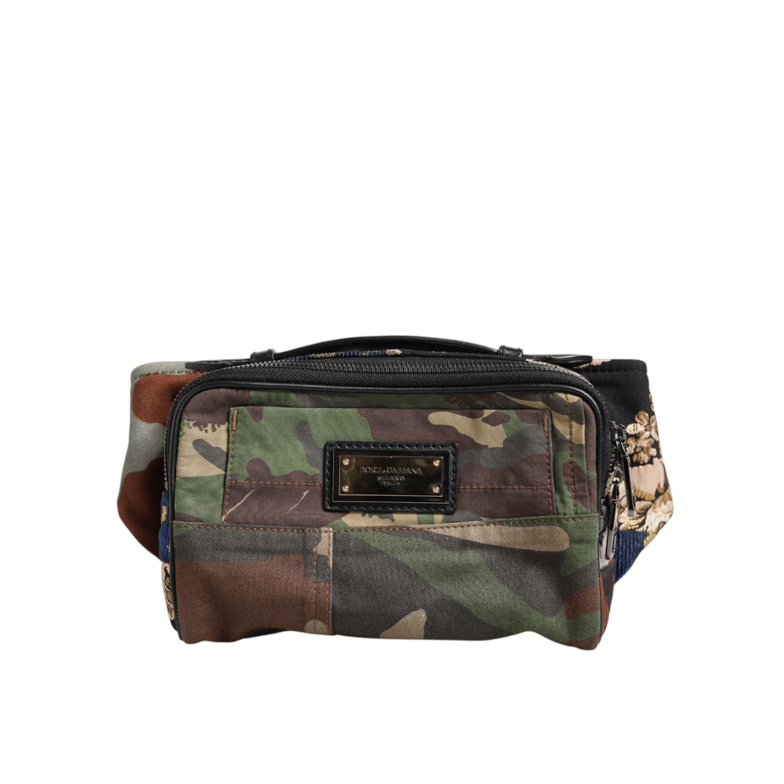 Dolce & Gabbana Multicolor Camouflage Patchwork Logo Belt Bag