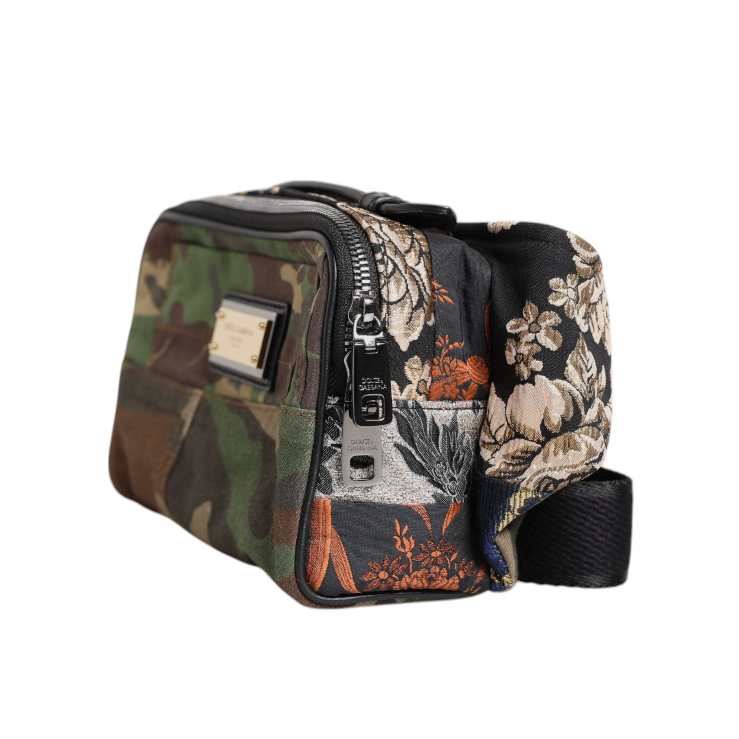 Dolce & Gabbana Multicolor Camouflage Patchwork Logo Belt Bag