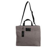 Dolce & Gabbana Grey Alpaca Wool Logo Tote Bag