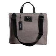Dolce & Gabbana Grey Alpaca Wool Logo Tote Bag