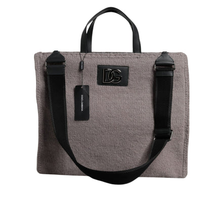Dolce & Gabbana Grey Alpaca Wool Logo Tote Bag