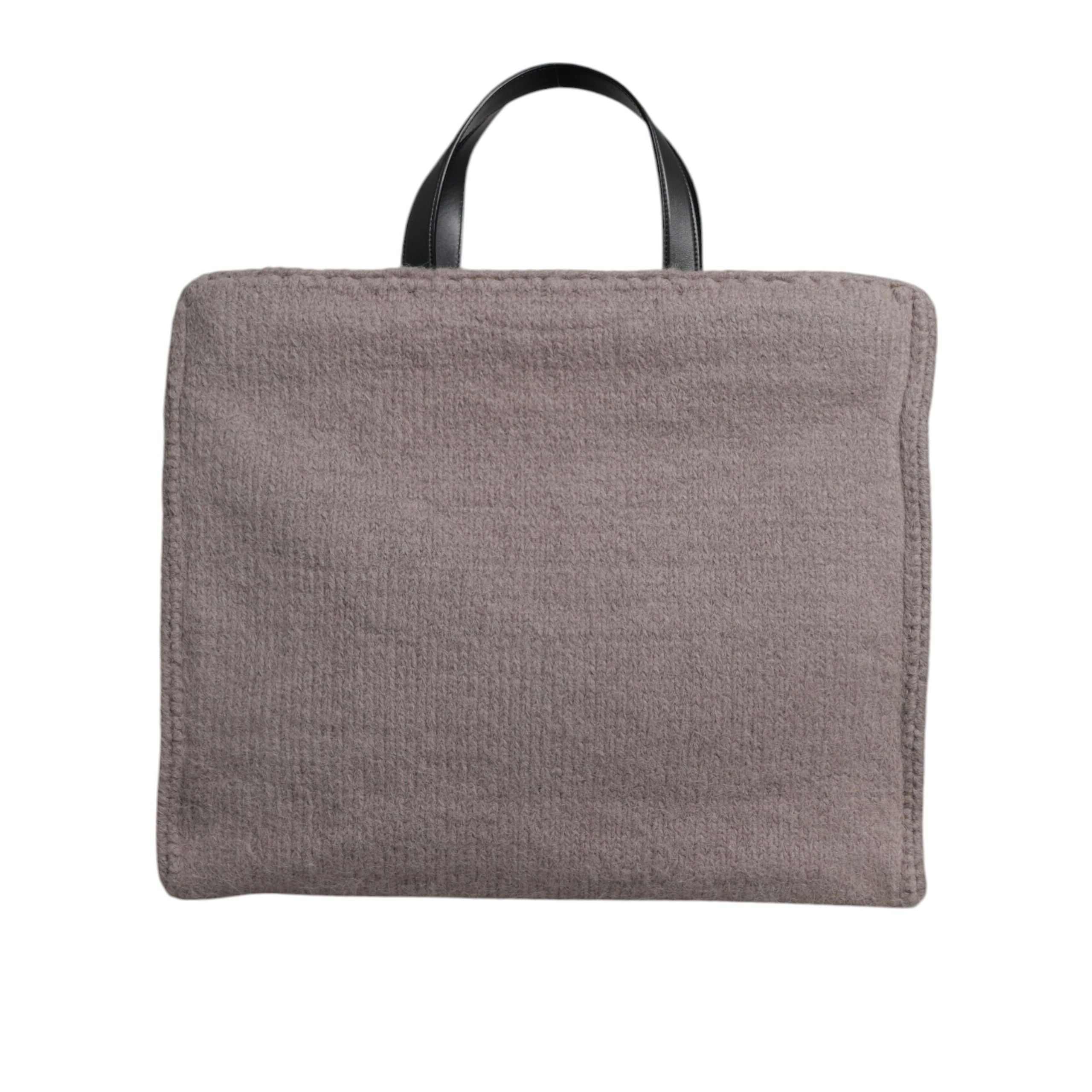 Dolce & Gabbana Grey Alpaca Wool Logo Tote Bag