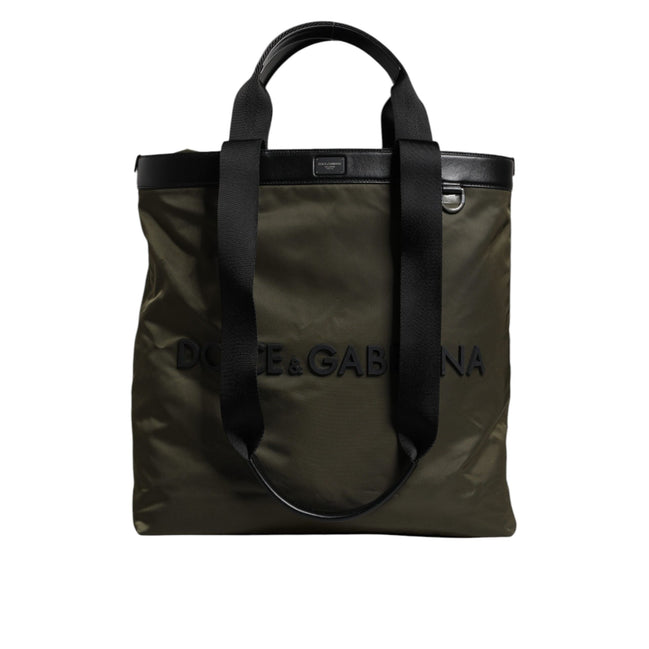 Borsa Tote Dolce & Gabbana con Tracolla in Nylon Verde Militare
