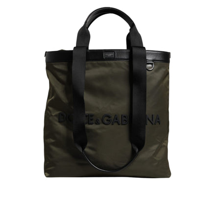 Borsa Tote Dolce & Gabbana con Tracolla in Nylon Verde Militare