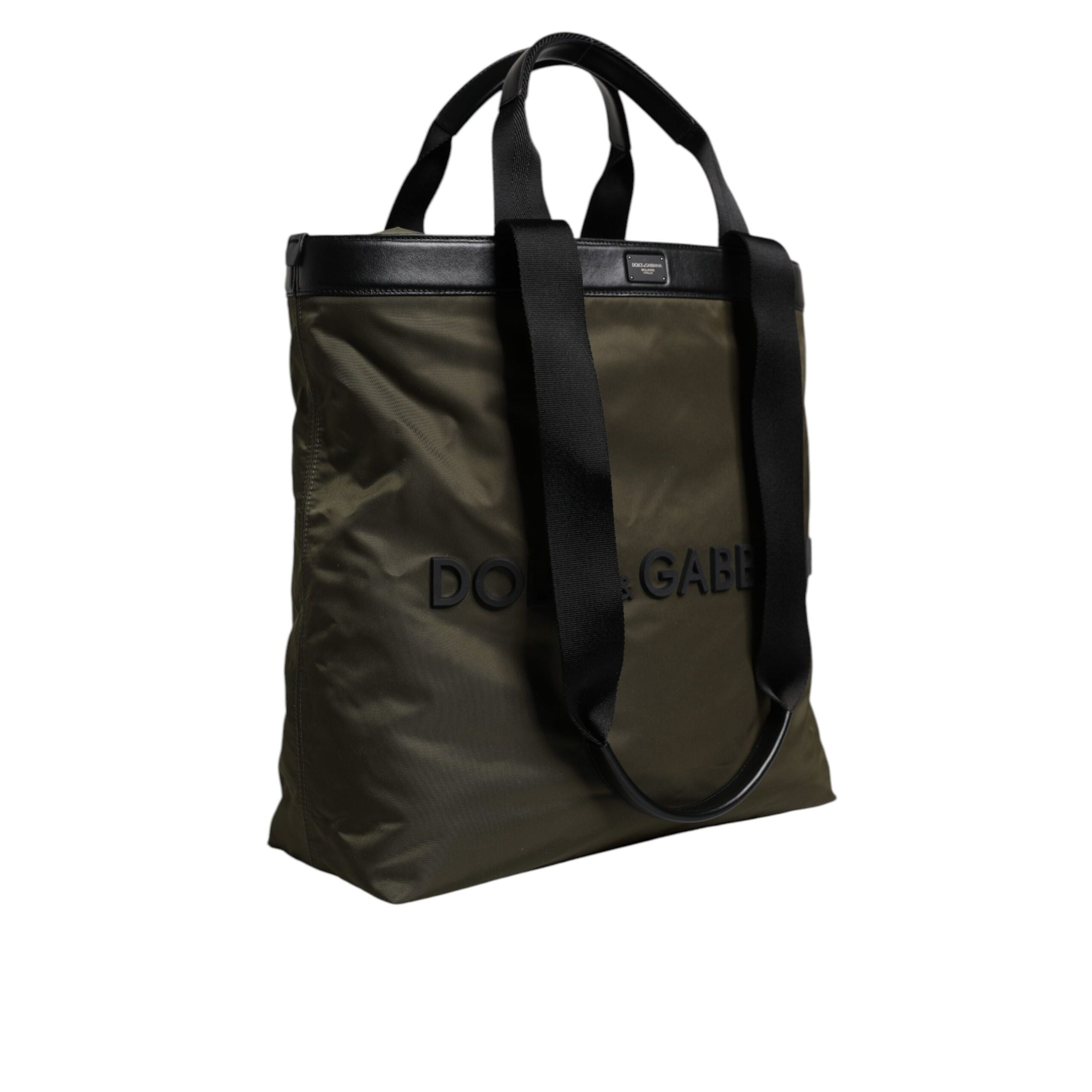 Borsa Tote Dolce & Gabbana con Tracolla in Nylon Verde Militare