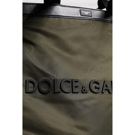 Borsa Tote Dolce & Gabbana con Tracolla in Nylon Verde Militare