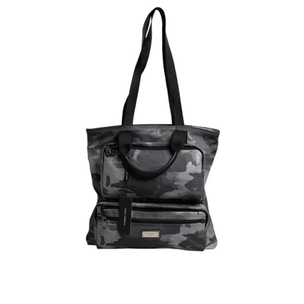 Borsa Tote Dolce & Gabbana in Cotone Grigio Camouflage con Scomparti Multipli