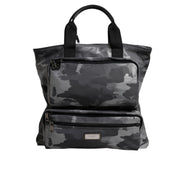 Borsa Tote Dolce & Gabbana in Cotone Grigio Camouflage con Scomparti Multipli