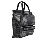 Borsa Tote Dolce & Gabbana in Cotone Grigio Camouflage con Scomparti Multipli