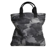 Borsa Tote Dolce & Gabbana in Cotone Grigio Camouflage con Scomparti Multipli