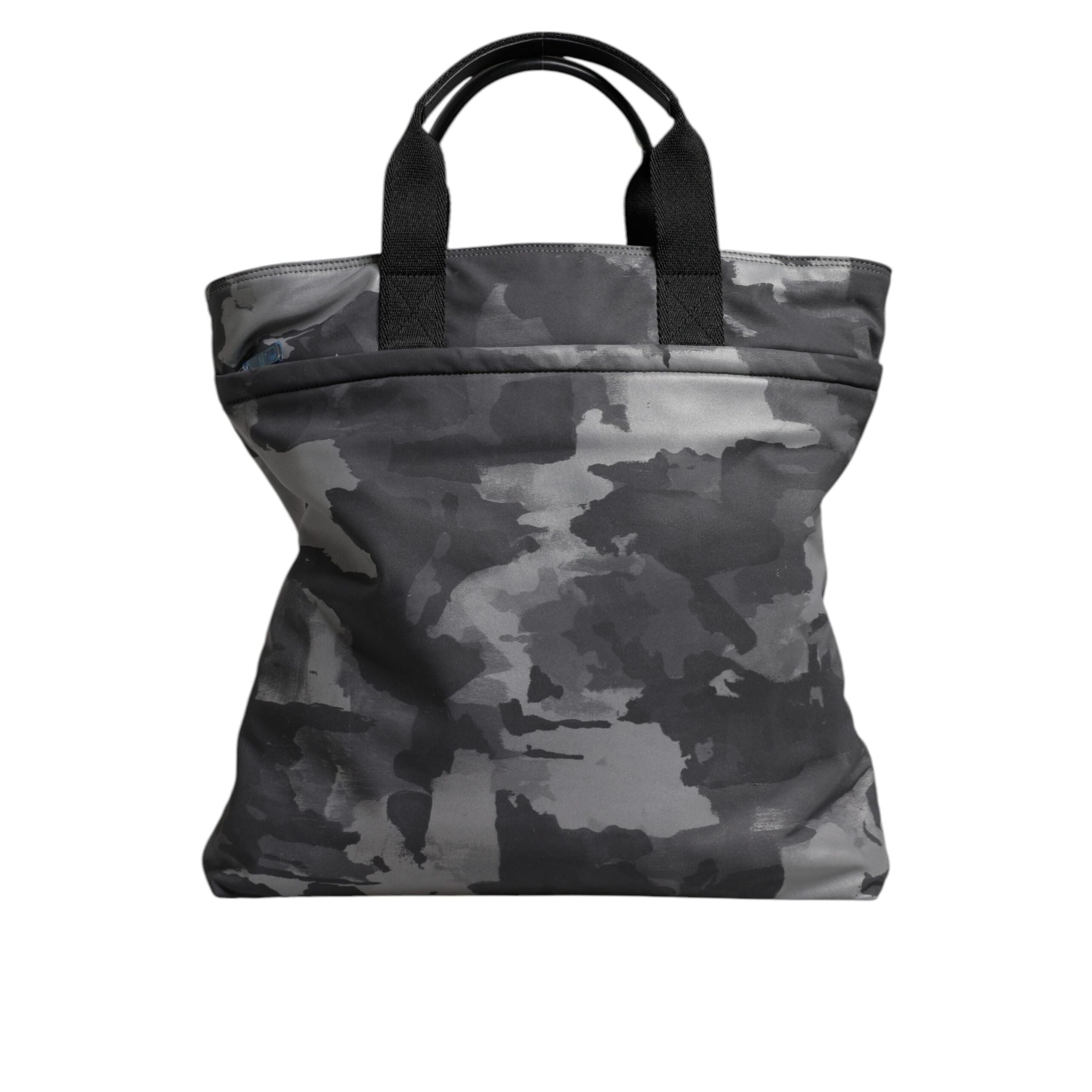 Borsa Tote Dolce & Gabbana in Cotone Grigio Camouflage con Scomparti Multipli