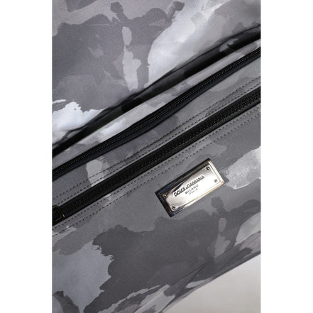 Borsa Tote Dolce & Gabbana in Cotone Grigio Camouflage con Scomparti Multipli