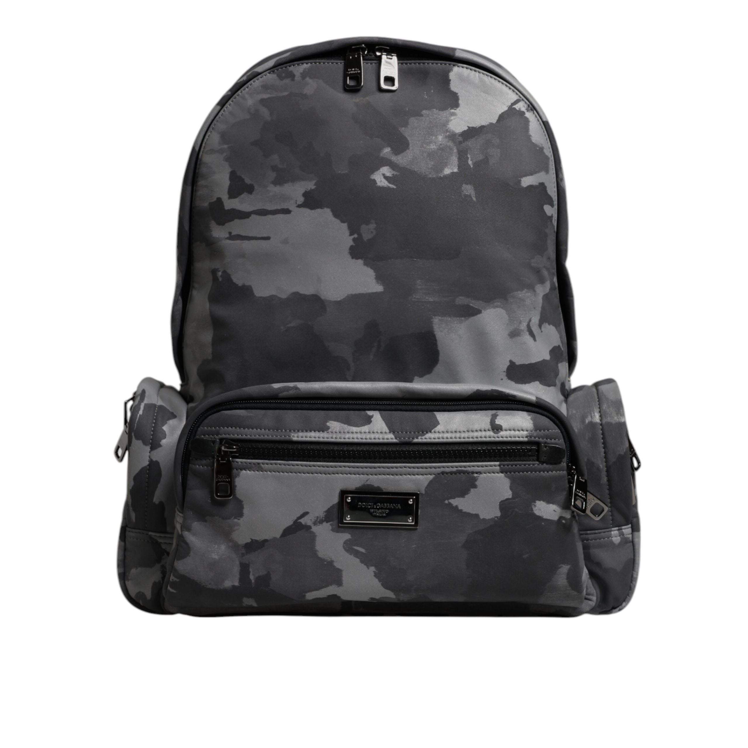 Dolce & Gabbana Grey Cotton Camouflage Logo Backpack