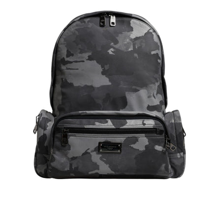 Dolce & Gabbana Grey Cotton Camouflage Logo Backpack