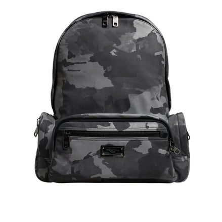 Zaino Dolce & Gabbana in cotone grigio con placca logo mimetica