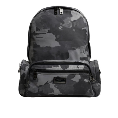 Zaino Dolce & Gabbana in cotone grigio con placca logo mimetica