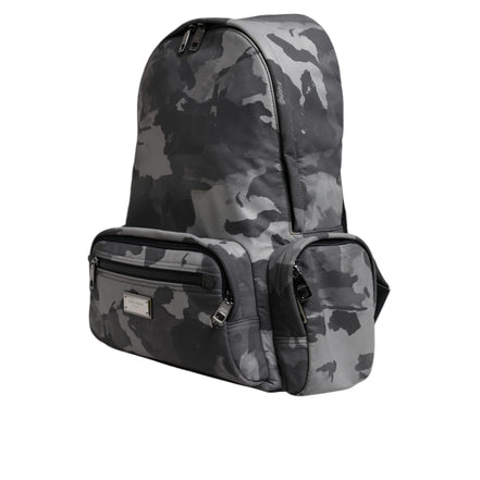 Dolce & Gabbana Grey Cotton Camouflage Logo Backpack