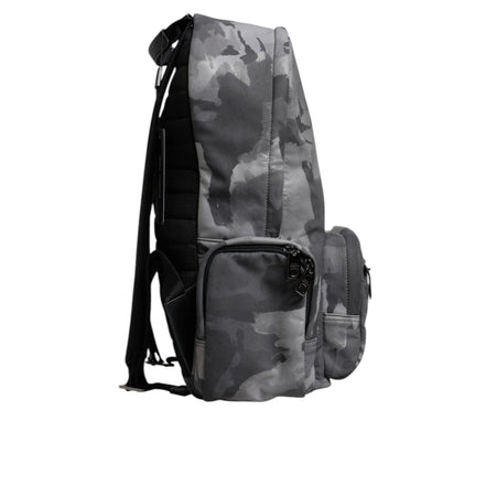 Dolce & Gabbana Grey Cotton Camouflage Logo Backpack