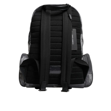 Dolce & Gabbana Grey Cotton Camouflage Logo Backpack