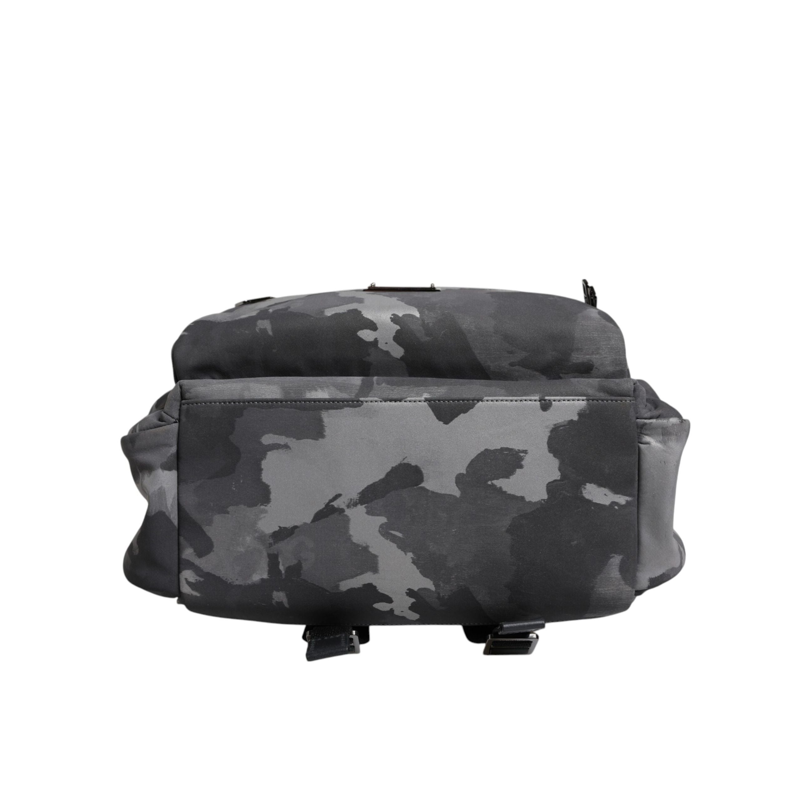 Dolce & Gabbana Grey Cotton Camouflage Logo Backpack
