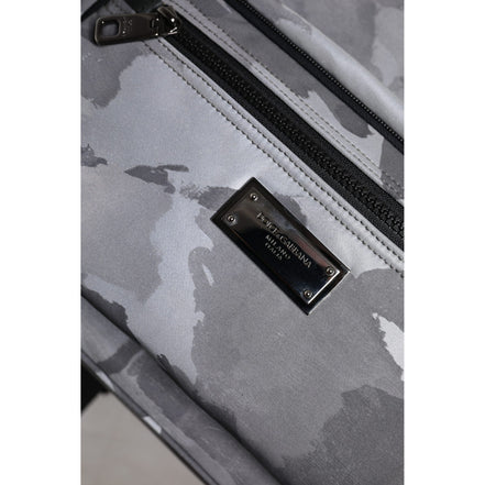 Dolce & Gabbana Grey Cotton Camouflage Logo Backpack