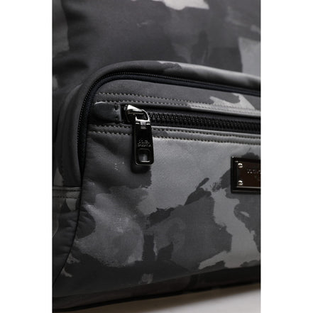 Dolce & Gabbana Grey Cotton Camouflage Logo Backpack