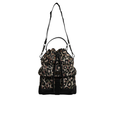 Dolce & Gabbana Borsa a secchiello a spalla in cotone leopardato multicolore