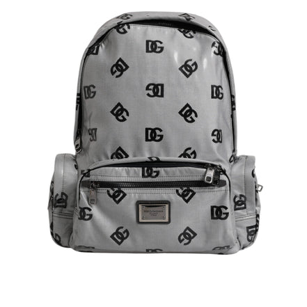 Zaino Dolce & Gabbana in poliestere grigio nero con placca logo DG