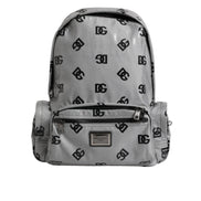Zaino Dolce & Gabbana in poliestere grigio nero con placca logo DG
