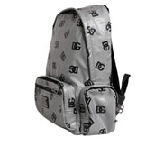 Zaino Dolce & Gabbana in poliestere grigio nero con placca logo DG