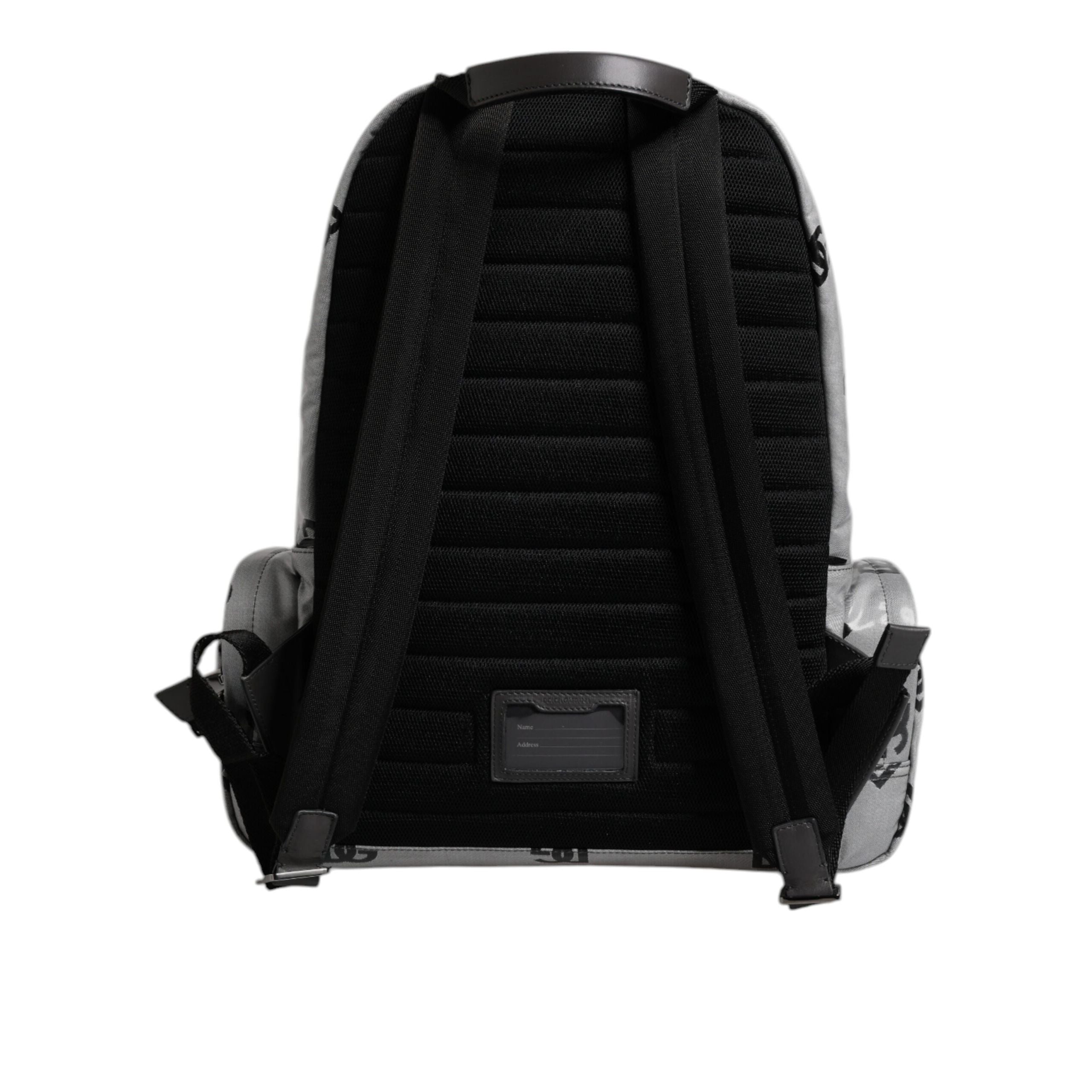 Zaino Dolce & Gabbana in poliestere grigio nero con placca logo DG