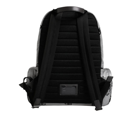 Zaino Dolce & Gabbana in poliestere grigio nero con placca logo DG