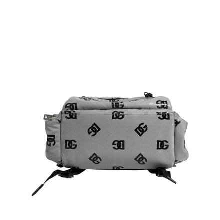 Zaino Dolce & Gabbana in poliestere grigio nero con placca logo DG