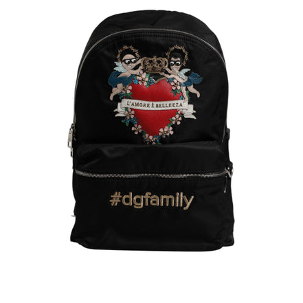 Sac à dos VULCANO Dolce & Gabbana en nylon noir orné #DGFAMILY