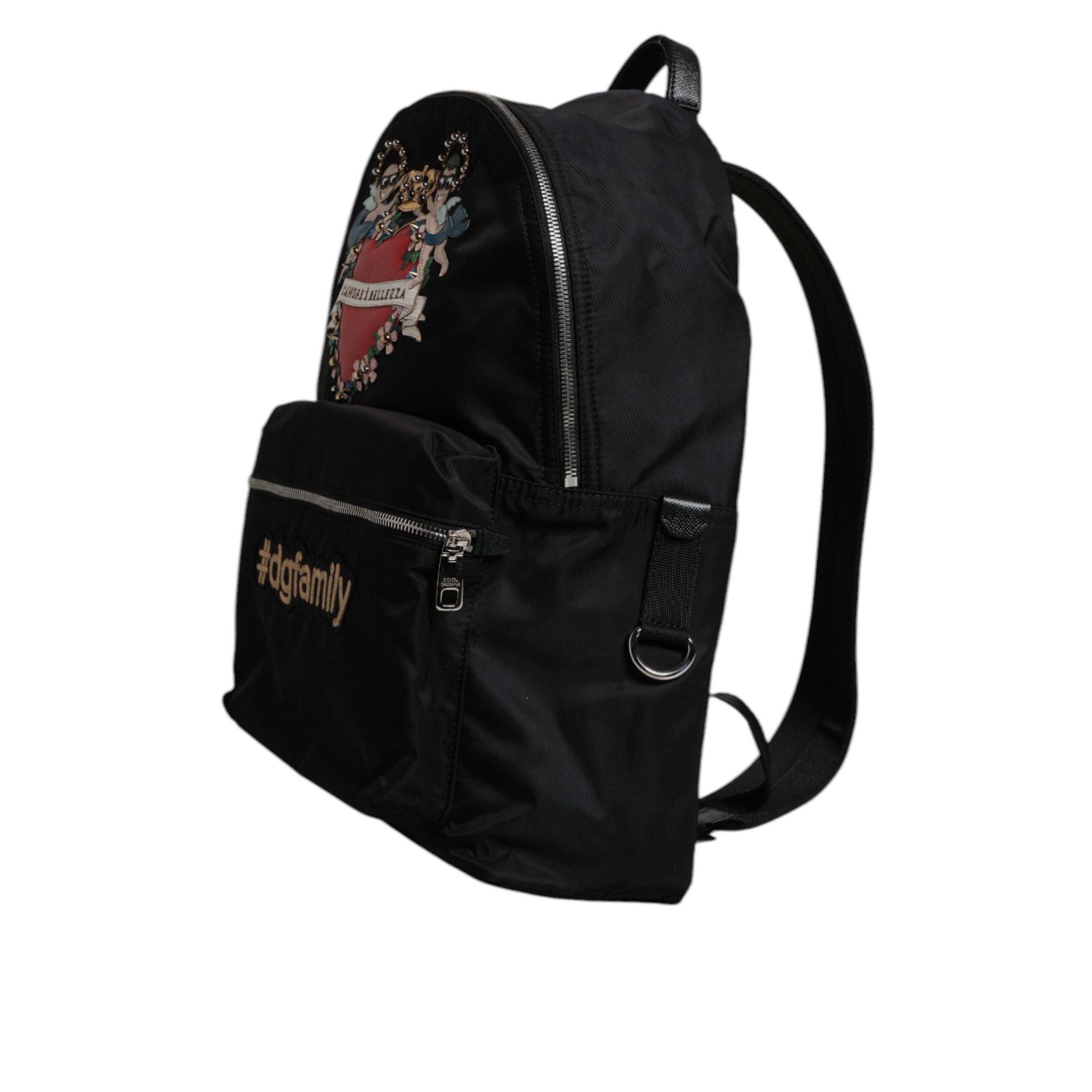 Sac à dos VULCANO Dolce & Gabbana en nylon noir orné #DGFAMILY